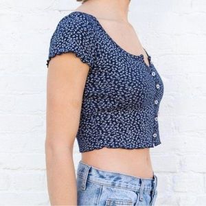 John Galt baby tee blue floral